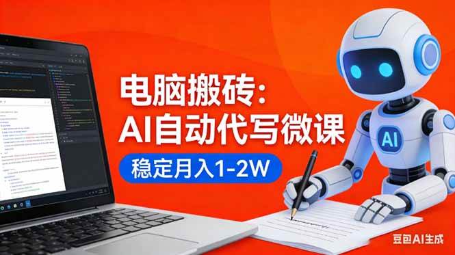 （17582期）电脑搬砖：AI自动代写微课，稳定月入1-2W，提供接单渠道，0门槛小白可做！-创业资源网