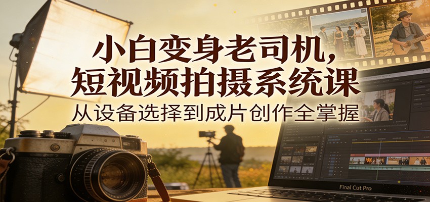 小白变身老司机，短视频拍摄系统课，从设备选择到成片创作全掌握-创业资源网
