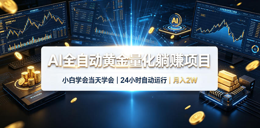 AI全自动黄金量化躺賺项目,24小时自动运行,月入2W!-创业资源网