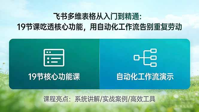 （17634期）飞书多维表格从入门到精通：19节课吃透核心功能，用自动化工作流告别重复劳动-创业资源网