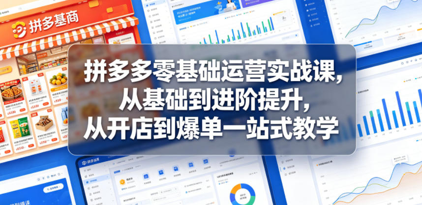 拼多多零基础运营实战课，从基础到进阶提升，从开店到爆单一站式教学-创业资源网