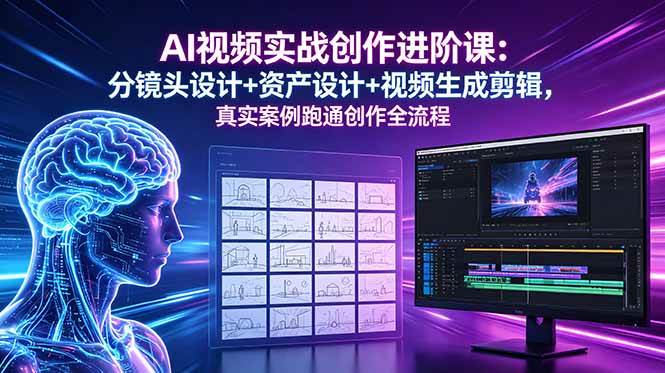 （18596期）AI视频实战创作进阶课：分镜头设计+资产设计+视频生成剪辑，真实案例跑通创作全流程-创业资源网