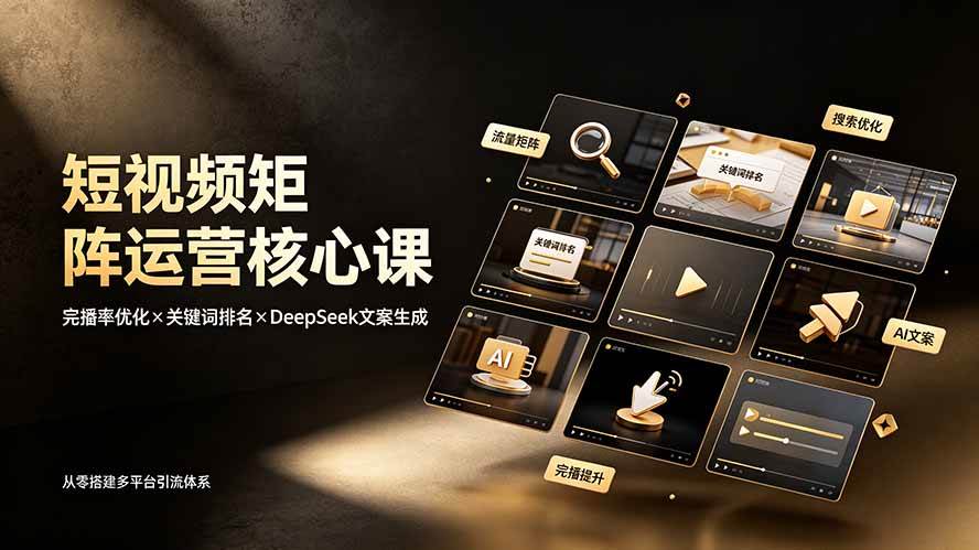 （19259期）短视频矩阵运营核心课：完播率优化×关键词排名×DeepSeek文案生成，从零搭建多平台引流体系-创业资源网