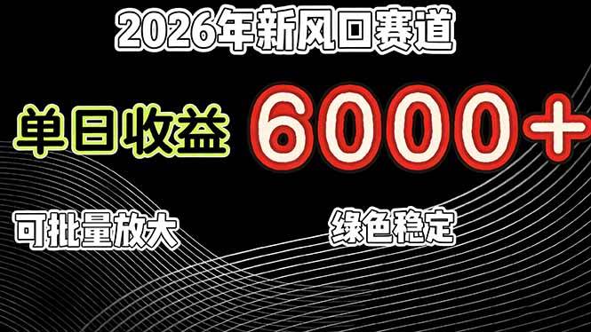 （17135期）2026年新风口赛道，当日6000+以上，可批量放大，月收入20万+，长期绿色稳定的项目-创业资源网