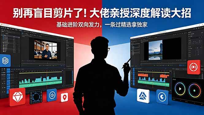 （18384期）别再盲目剪片了！大佬亲授深度解读大招，基础进阶双向发力，一条过精选拿独家-创业资源网