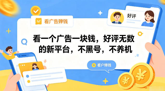 看一个广告一块钱，好评无数的新平台，不黑号，不养机【揭秘】-创业资源网