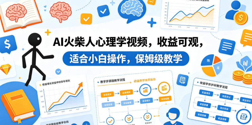 AI火柴人心理学视频，收益可观，适合小白操作，保姆级教学-创业资源网