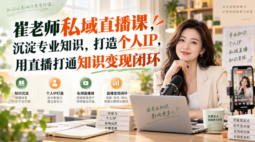 崔老师私域直播课，沉淀专业知识，打造个人IP，用直播打通知识变现闭环-创业资源网