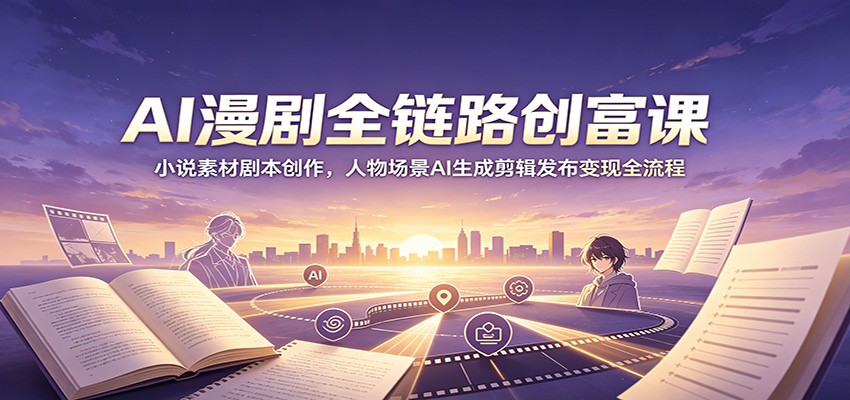 AI漫剧全链路创富课：小说素材剧本创作，人物场景AI生成剪辑发布变现全流程-创业资源网