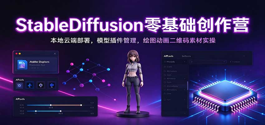 StableDiffusion零基础创作营：本地云端部署，模型插件管理，绘图动画二维码素材实操-创业资源网