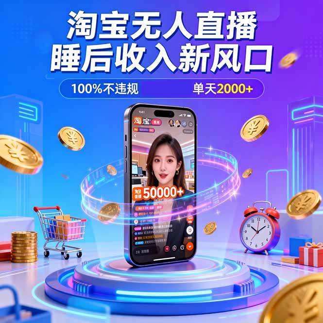 (16822期)淘宝无人直播,不违规不封号,直播100小时卖了5万,年底旺季!-创业资源网