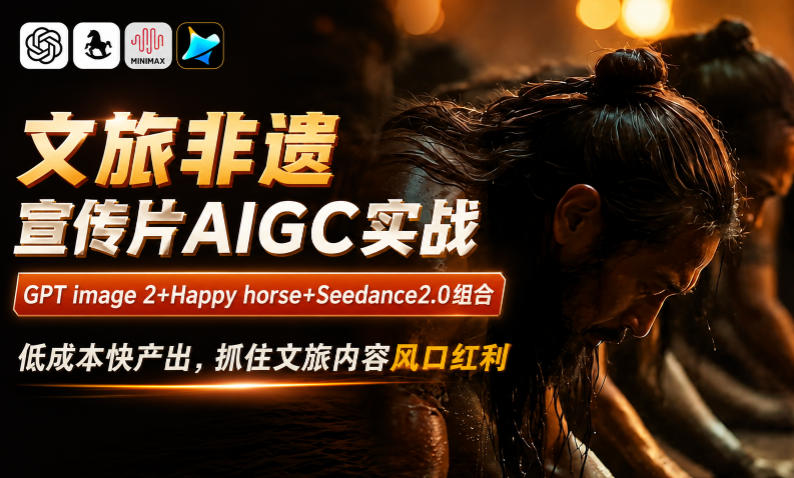 文旅非遗宣传片AIGC实战,GPT image 2+Happy horse+Seedance2.0组合,低成本快产出,抓住文旅内容风口红利-创业资源网