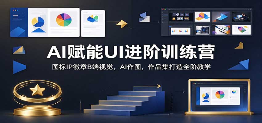 AI赋能UI进阶训练营：图标IP徽章B端视觉，AI作图，作品集打造全阶教学-创业资源网