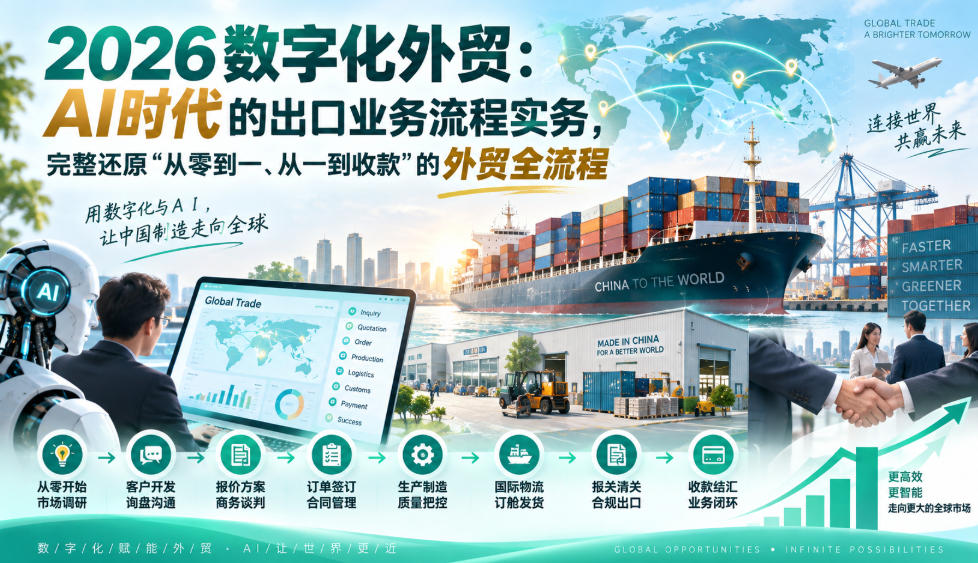 2026数字化外贸：AI时代的出口业务流程实务，完整还原”从零到一、从一到收款”的外贸全流程-创业资源网