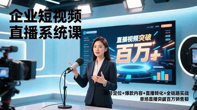 （16878期）企业短视频直播系统课，账号定位+爆款内容+直播转化+全链路实战，单场直播突破百万销售额-创业资源网