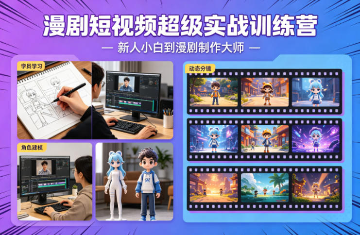 漫剧短视频超级实战训练营，新人小白到漫剧制作大师-创业资源网