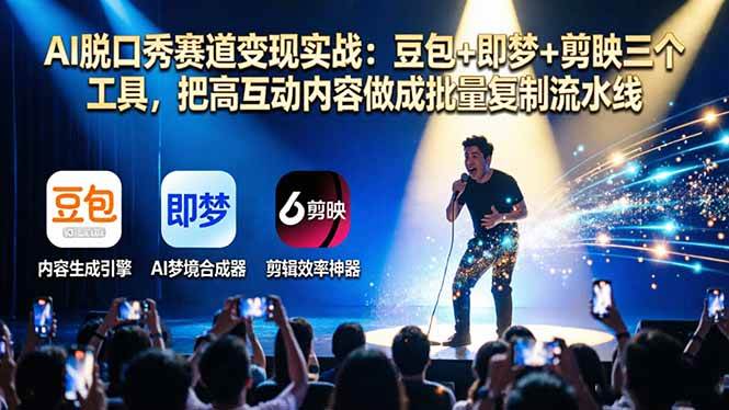 (17990期)AI脱口秀赛道变现实战:豆包+即梦+剪映三个工具,把高互动内容做成批量复制流水线-创业资源网