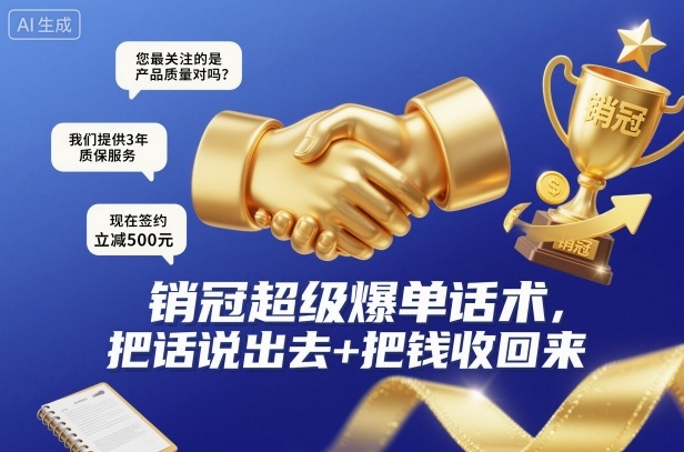 销冠超级爆单话术，把话说出去+把钱收回来-创业资源网