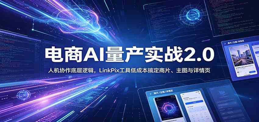 电商人AI量产实战2.0：人机协作底层逻辑，LinkPix工具低成本搞定商片、主图与详情页-创业资源网