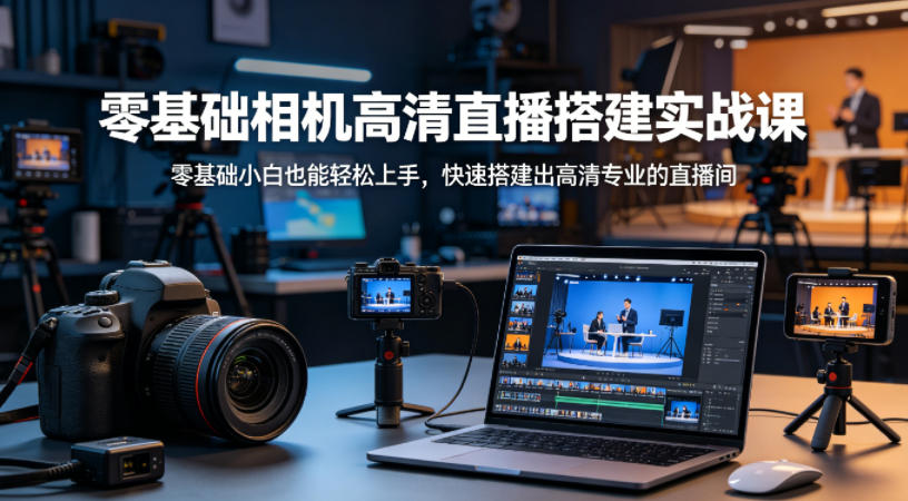 零基础相机高清直播间搭建实战课，小白也能轻松上手，快速搭建出高清专业的直播间-创业资源网