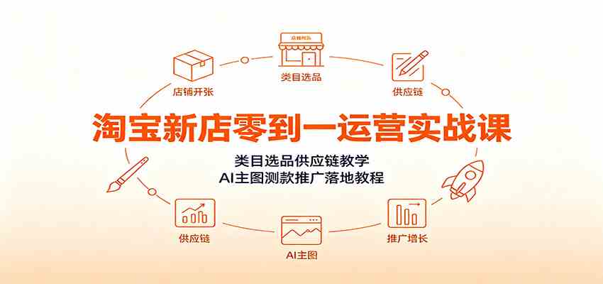 淘宝新店零到一运营实战课：类目选品供应链教学，AI主图测款推广落地教程-创业资源网