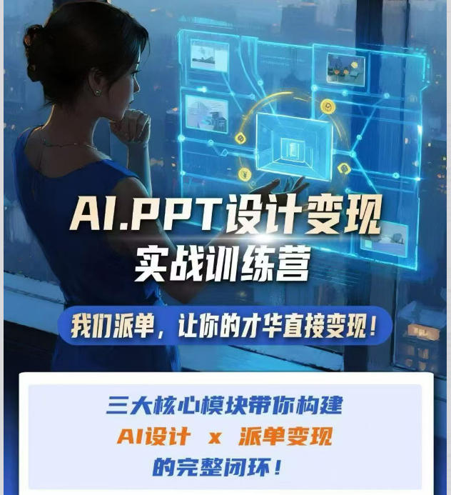 AI+PPT设计变现实战训练营，我们派单，让你的才华直接变现，三大核心模块带你构建Al设计x派单变现的完整闭环-创业资源网