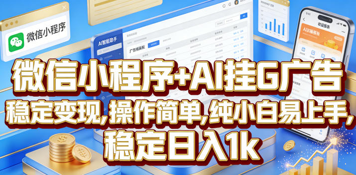 微信小程序+AI挂G广告，稳定变现，操作简单，纯小白易上手，稳定日入1k【揭秘】-创业资源网