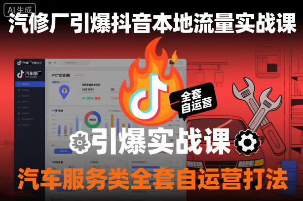 汽修厂引爆抖音本地流量实战课，汽车服务类全套自运营打法-创业资源网