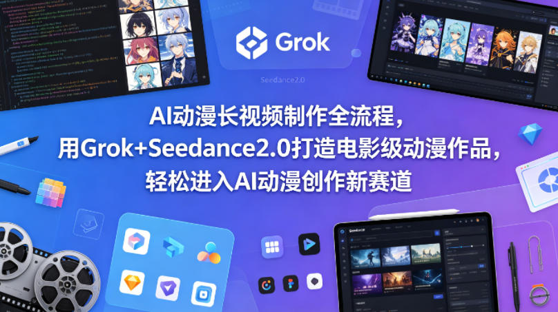 AI动漫长视频制作全流程，用Grok+Seedance2.0打造电影级动漫作品，轻松进入AI动漫创作新赛道-创业资源网