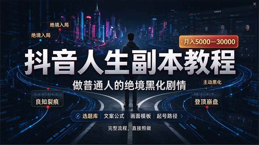 （20734期）抖音爆火AI人生副本赛道，28作品涨粉33万粉丝，看完自己便可产出爆款-创业资源网