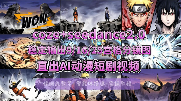 [COZE搭建教学]COZE+即梦Seedance 2.0稳定输出9-16-25宫格分镜图直出AI漫剧视频-创业资源网