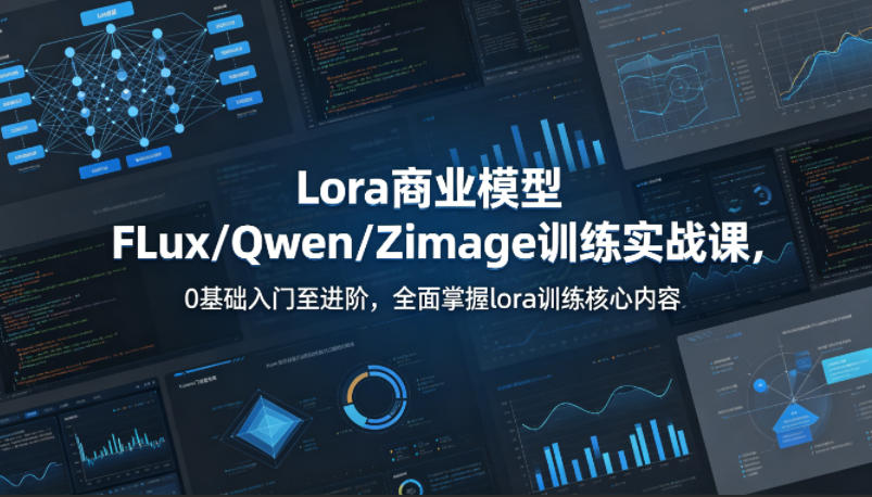 系统性学习Lora商业模型FLux／Qwen／Zimage训练实战课，0基础入门至进阶，全面掌握lora训练核心内容-创业资源网