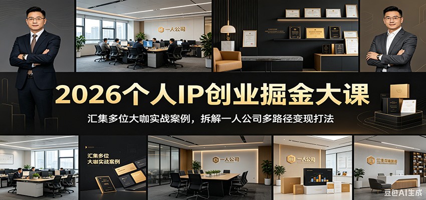 2026个人IP创业掘金大课：汇集多位大咖实战案例，拆解一人公司多路径变现打法-创业资源网