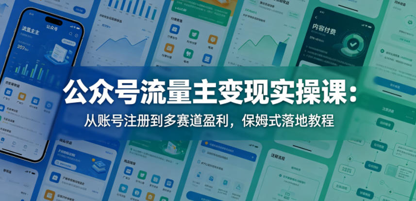 公众号流量主变现实操课：从账号注册到多赛道盈利，保姆式落地教程-创业资源网
