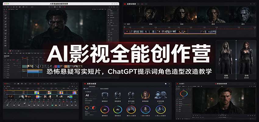 AI影视全能创作营：恐怖悬疑写实短片，ChatGPT提示词角色造型改造教学-创业资源网