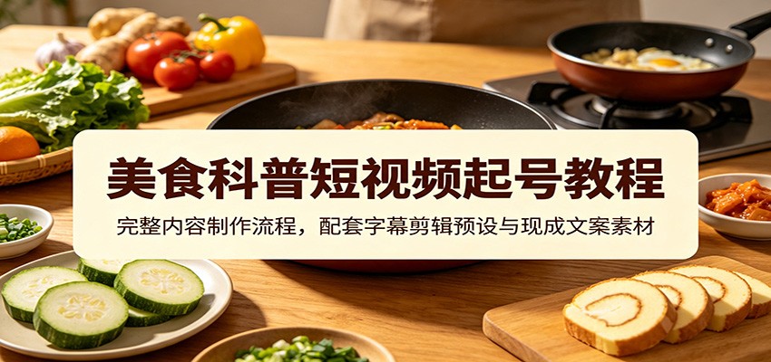 美食科普短视频起号教程：完整内容制作流程，配套字幕剪辑预设与现成文案素材-创业资源网