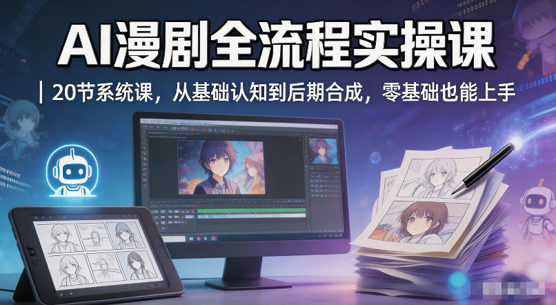 AI漫剧全流程实操课｜20节系统课，从基础认知到后期合成，零基础也能上手-创业资源网
