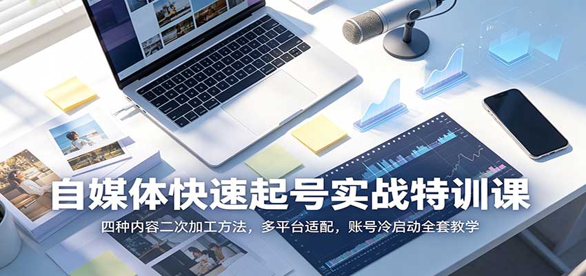 自媒体快速起号实战特训课：四种内容二次加工方法，多平台适配，账号冷启动全套教学-创业资源网