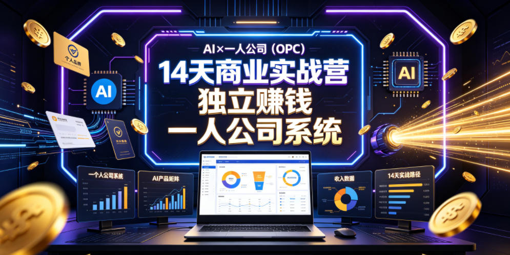 AI×一人公司(OPC)14天商业实战营,用AI帮你搭建一个属于你自己的、能独立賺钱的一人公司系统-创业资源网