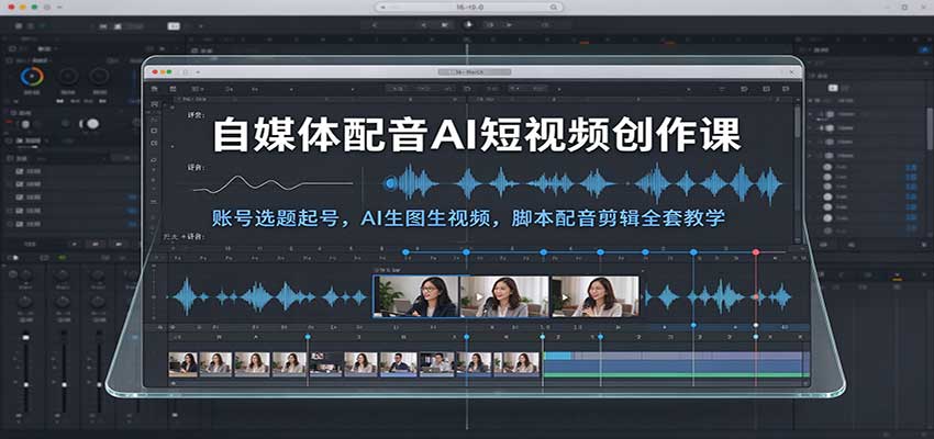 自媒体配音AI短视频创作课：账号选题起号，AI生图生视频，脚本配音剪辑全套教学-创业资源网