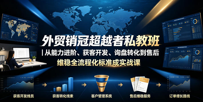 外贸销冠超越者私教班｜从能力进阶、获客开发、询盘转化到售后维稳全流程标准化成交实战课-创业资源网