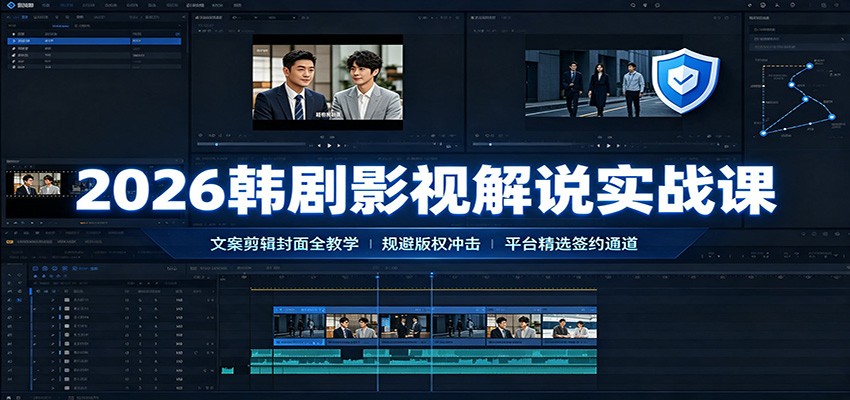 2026韩剧影视解说实战课：文案剪辑封面全教学，规避版权冲击平台精选签约通道-创业资源网