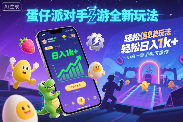 蛋仔派对手游全新玩法,轻松日入1k+,风口信息差玩法,当天见收益,小白一部手机可操作-创业资源网