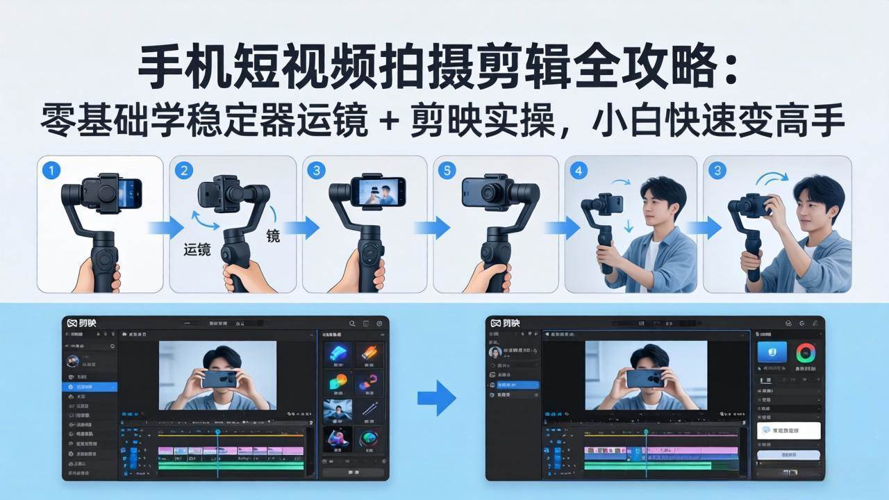 （18003期）手机短视频拍摄剪辑全攻略：零基础学稳定器运镜 + 剪映实操，小白快速变高手-创业资源网