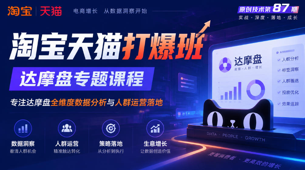 《淘宝天猫打爆班》原创技术第87期，达摩盘专题课程，专注达摩盘全维度数据分析与人群运营落地-创业资源网