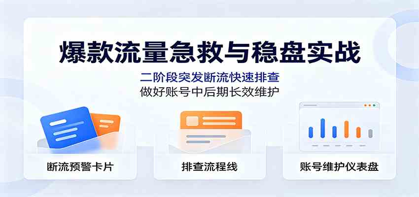 爆款流量急救与稳盘实战：二阶段突发断流快速排查，做好账号中后期长效维护-创业资源网