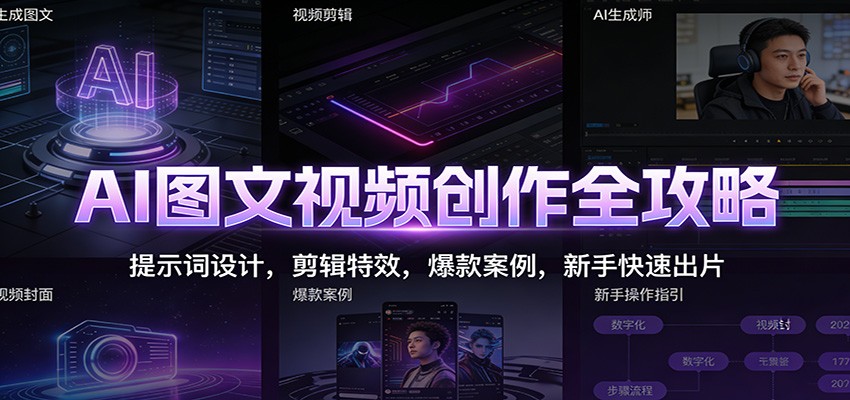 AI图文视频创作全攻略：提示词设计，剪辑特效，爆款案例，新手快速出片-创业资源网