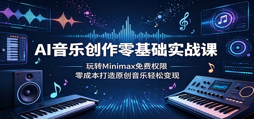 AI音乐创作零基础实战课:玩转Minimax免费权限,零成本打造原创音乐轻松变现-创业资源网