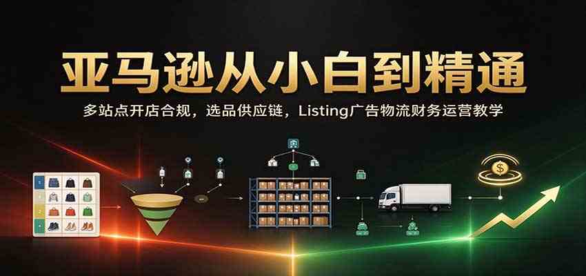亚马逊从小白到精通：多站点开店合规，选品供应链，Listing广告物流财务运营教学-创业资源网