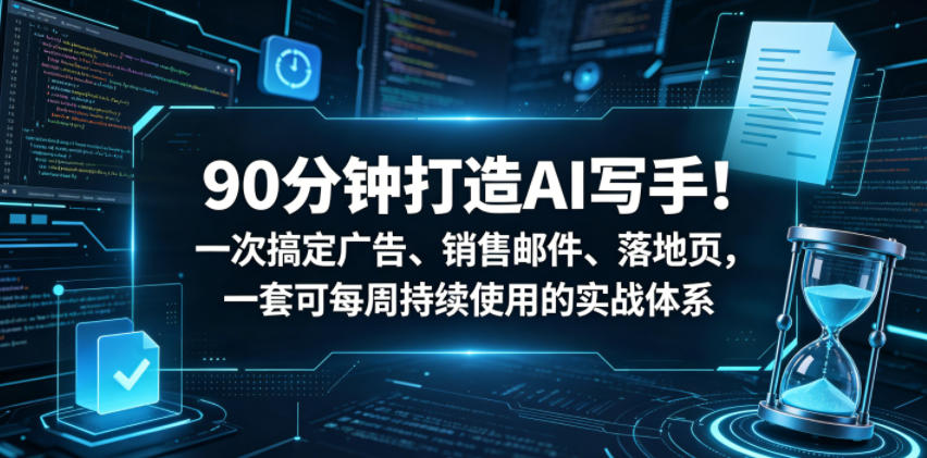 90分钟打造AI写手！一次搞定广告、销售邮件、落地页，一套可每周持续使用的实战体系【原创双语字幕】-创业资源网